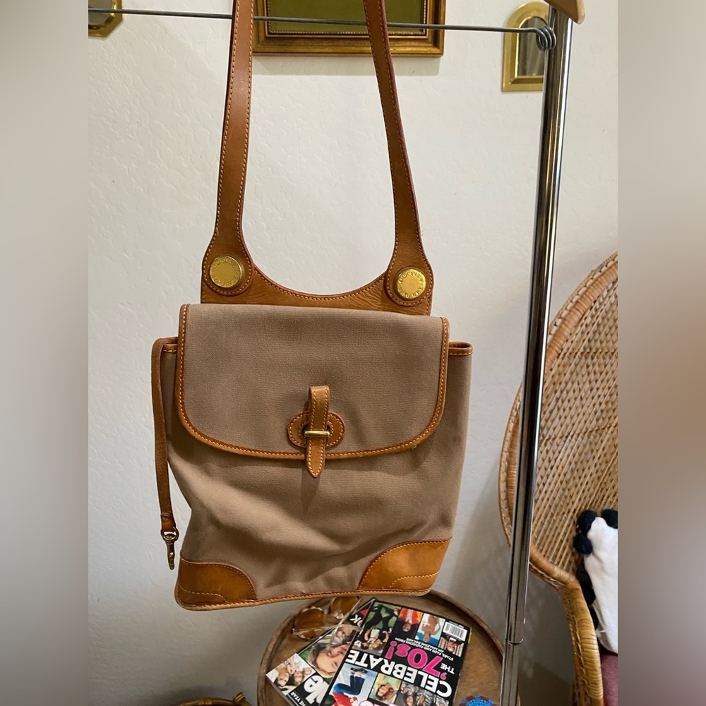 Vintage Dooney & Bourke Classic Denim and leather Shoulder Bag Rare 1999